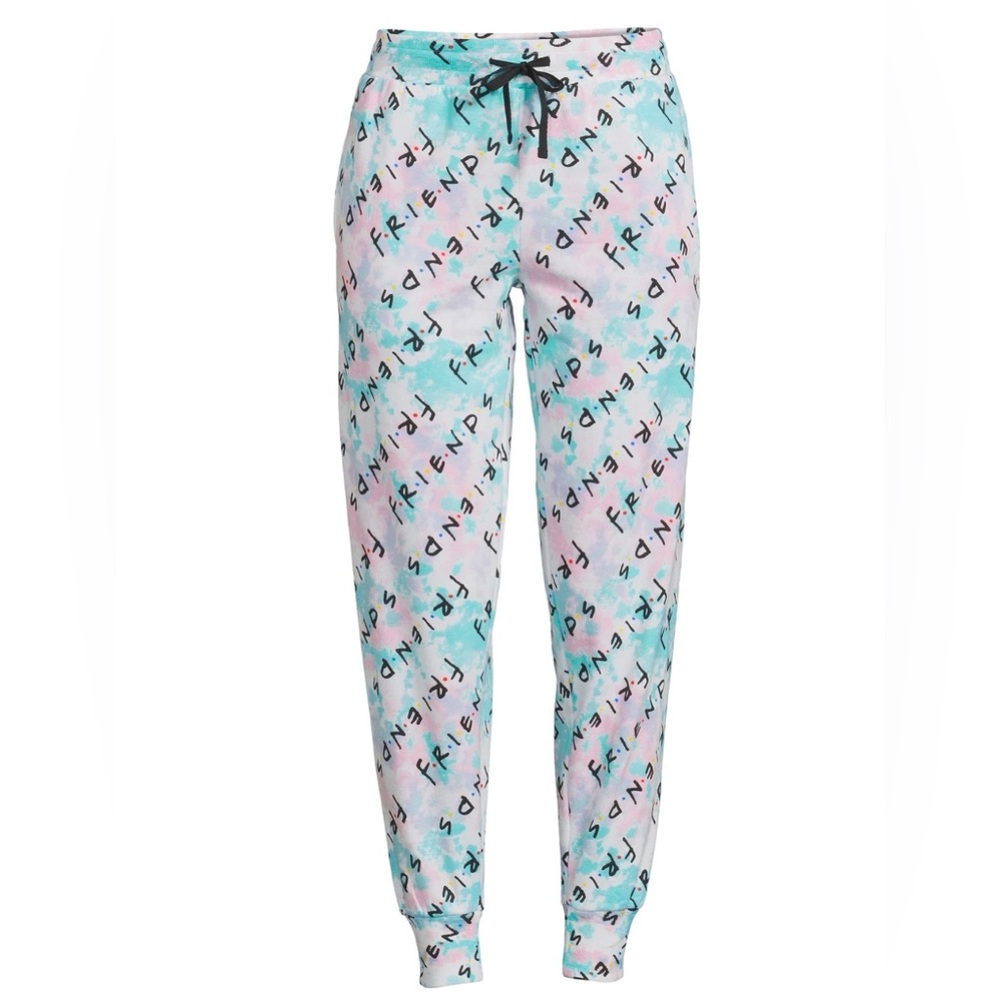 FRIENDS Pastel Tie-Dye Logo Sweatpants in Pink & Aqua
